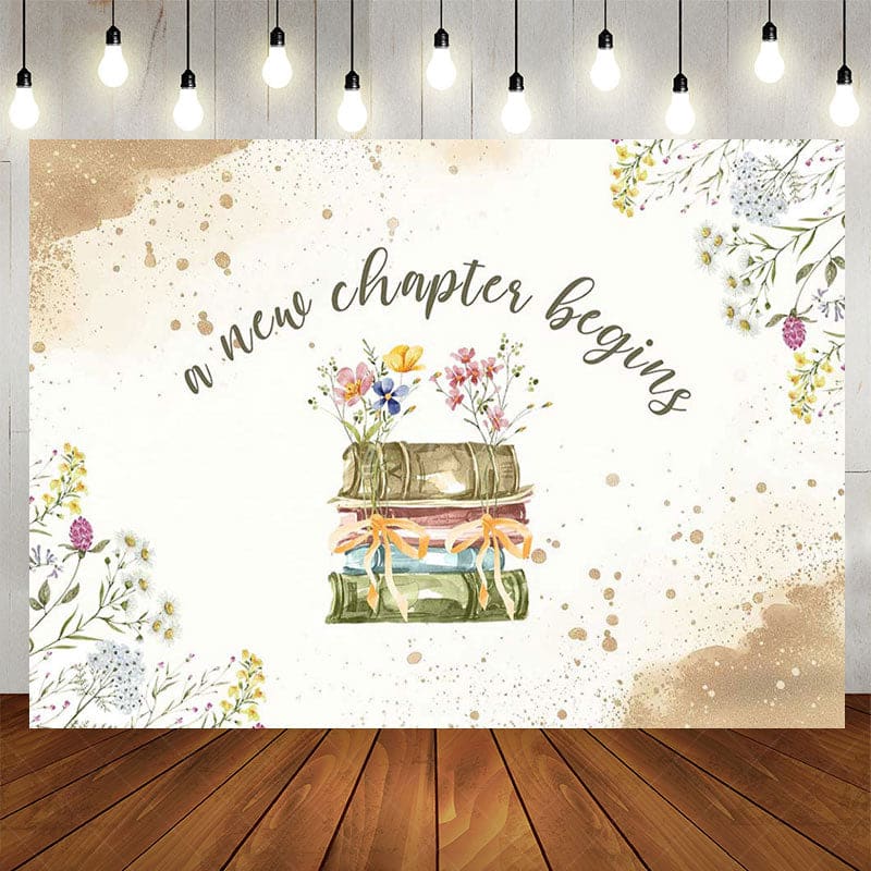 Aperturee - Aperturee A New Chapter Begins Books Floral Birthday Backdrop