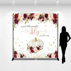 Aperturee Aperturee A Sweet Little Pumpkin Is On The Way Backdrop Custom Fall Themed Baby Shower Burgundy Floral Welcome Sign