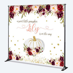 Aperturee Aperturee A Sweet Little Pumpkin Is On The Way Backdrop Custom Fall Themed Baby Shower Burgundy Floral Welcome Sign