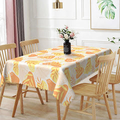 Aperturee - Aperturee Abstract Autumn Leaves Rectangle Tablecloth Yellow and Orange Modern Art Foliage Fall Season Kitchen Dining Decor