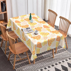 Aperturee - Aperturee Abstract Autumn Leaves Rectangle Tablecloth Yellow and Orange Modern Art Foliage Fall Season Kitchen Dining Decor