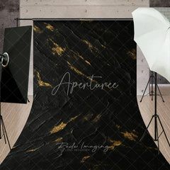Aperturee - Aperturee Abstract Black and Gold Textured Sweep Backdrop Artistic Dark Metallic Surface for Photography Studio Shoots