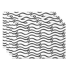 Aperturee - Aperturee Abstract Black and White Water Ripples Set of 4 Placemats Modern Zen Inspired Design for Dining Table