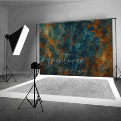 Aperturee - Aperturee Abstract Blue and Brown Grunge Photography Backdrop Artistic Texture for Professional Portrait Sessions