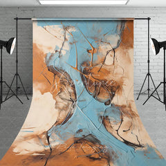Aperturee - Aperturee Abstract Blue and Brown Paint Texture Sweep Backdrop Modern Artistic Studio Photography Decor