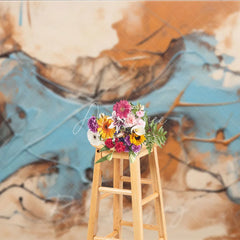 Aperturee - Aperturee Abstract Blue and Brown Textured Photography Backdrop Modern Art Studio Portrait Background