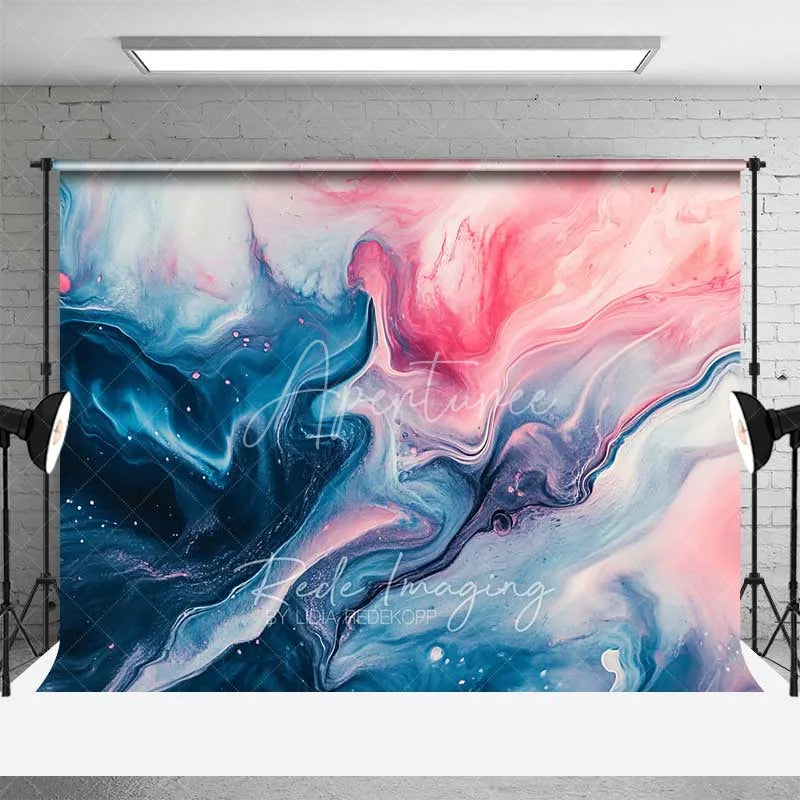 Aperturee - Aperturee Abstract Blue and Pink Fluid Art Marble Texture Backdrop Creative Studio Portrait Photography Background