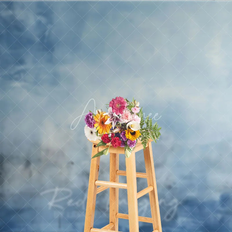 Aperturee - Aperturee Abstract Blue and White Textured Photography Backdrop Artistic Painterly Photo Studio Prop for Portraits