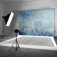 Aperturee - Aperturee Abstract Blue and White Textured Photography Backdrop Artistic Painterly Photo Studio Prop for Portraits