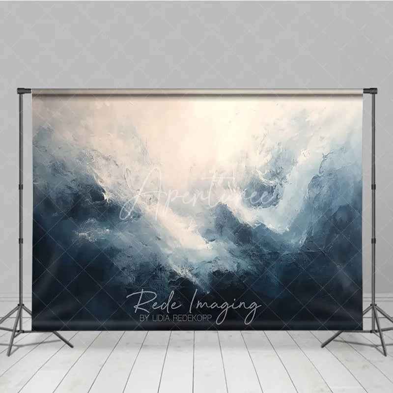 Aperturee - Aperturee Abstract Blue and White Textured Photography Backdrop Dramatic Artistic Gradient Studio Photo Prop for Creative Shoots