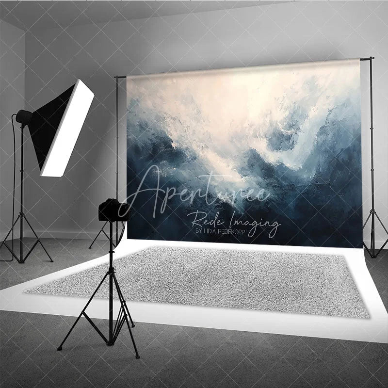 Aperturee - Aperturee Abstract Blue and White Textured Photography Backdrop Dramatic Artistic Gradient Studio Photo Prop for Creative Shoots
