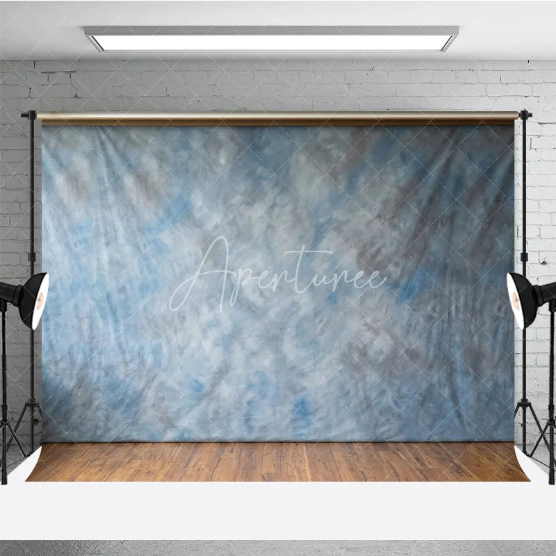 Aperturee - Aperturee Abstract Blue Gray Mottled Textured Photography Backdrop Artistic Cloudy Studio Prop for Portraits and Events