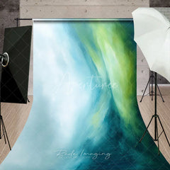 Aperturee - Aperturee Abstract Blue Green Teal Watercolor Sweep Backdrop Artistic Flowing Studio Photography Background