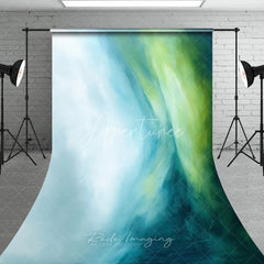 Aperturee - Aperturee Abstract Blue Green Teal Watercolor Sweep Backdrop Artistic Flowing Studio Photography Background