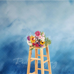 Aperturee - Aperturee Abstract Blue Textured Photography Backdrop Serene Gradient Painterly Background for Photo Studio Shoots