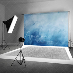 Aperturee - Aperturee Abstract Blue Textured Photography Backdrop Serene Gradient Painterly Background for Photo Studio Shoots