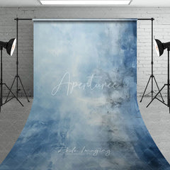 Aperturee - Aperturee Abstract Blue Textured Sweep Backdrop Distressed Gradient Photography Studio Prop for Professional Portraits