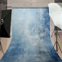 Aperturee - Aperturee Abstract Blue Textured Sweep Backdrop Distressed Gradient Photography Studio Prop for Professional Portraits