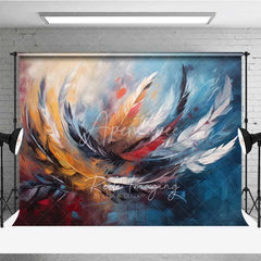 Aperturee - Aperturee Abstract Colorful Feather Backdrop Oil Painting Art Texture Photography Background Modern Swirl Photo Booth Prop