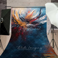 Aperturee - Aperturee Abstract Colorful Feather Sweep Photo Backdrop Oil Painting Art Texture Background Modern Swirl Floor Prop