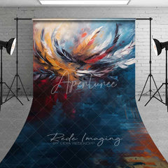 Aperturee - Aperturee Abstract Colorful Feather Sweep Photo Backdrop Oil Painting Art Texture Background Modern Swirl Floor Prop