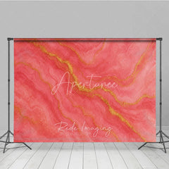 Aperturee - Aperturee Abstract Coral Pink and Gold Veins Photography Backdrop Elegant Textured Marble Style for Studio
