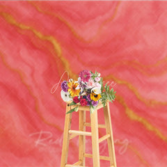 Aperturee - Aperturee Abstract Coral Pink and Gold Veins Photography Backdrop Elegant Textured Marble Style for Studio