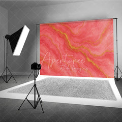 Aperturee - Aperturee Abstract Coral Pink and Gold Veins Photography Backdrop Elegant Textured Marble Style for Studio
