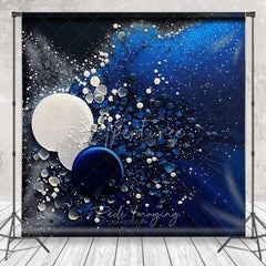 Aperturee - Aperturee Abstract Deep Blue and White Dynamic Bubbles Photography Backdrop Ethereal Cosmic Art Design for Studio Photos