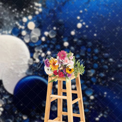 Aperturee - Aperturee Abstract Deep Blue and White Dynamic Bubbles Photography Backdrop Ethereal Cosmic Art Design for Studio Photos