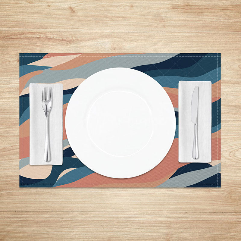 Aperturee - Aperturee Abstract Earth Art Placemats Set of 4 Modern Lines Design for Contemporary and Minimalist Dining Table