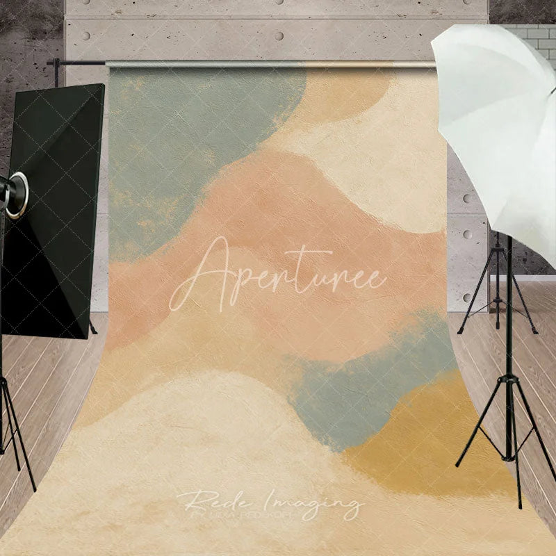 Aperturee - Aperturee Abstract Earth Tone Sweep Backdrop Minimalist Modern Art Party Decor Soft Textured Neutral Background