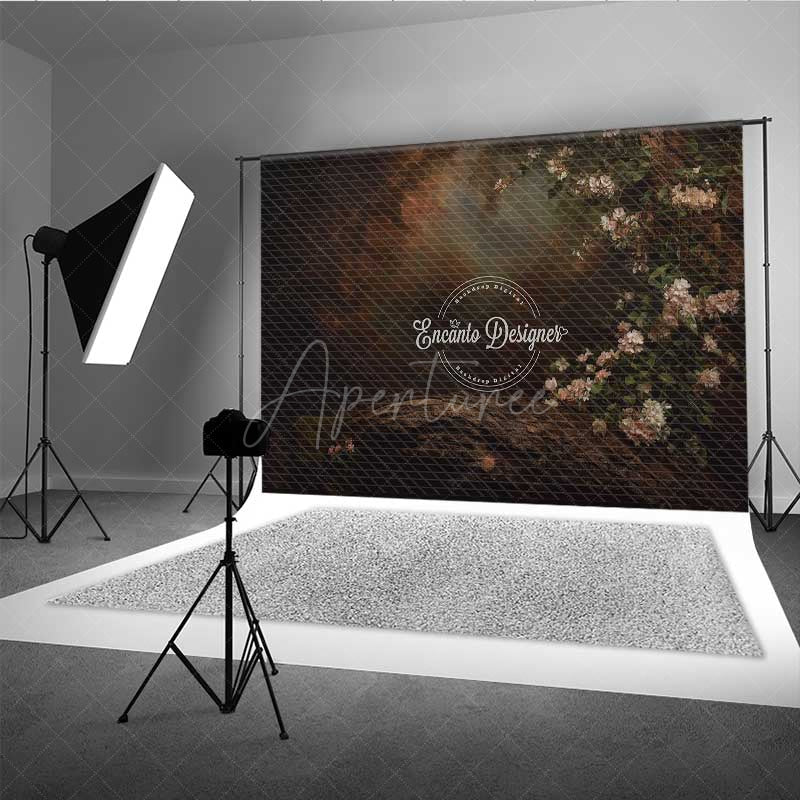 Aperturee - Aperturee Abstract Fine Art Photography Backdrop Moody Textured with Floral Elements Dark and Romantic Studio Prop