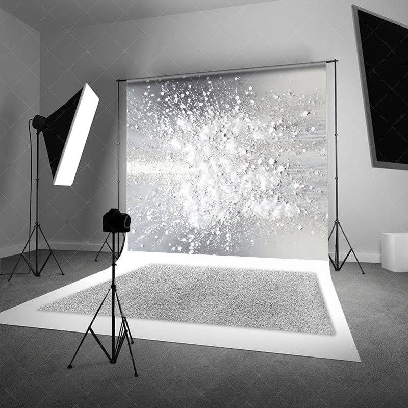 Aperturee Aperturee Abstract Fine Art Photography Backdrop Silver and White Paint Splatter Modern Textured Studio Photo Prop