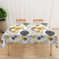 Aperturee - Aperturee Abstract Floral Painting Rectangle Tablecloth for Artistic and Modern Dining Room and Kitchen Decor