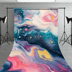 Aperturee - Aperturee Abstract Fluid Art Pink Teal and Gold Glitter Marble Sweep Backdrop Elegant Artistic Photography Background