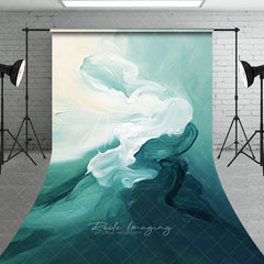 Aperturee - Aperturee Abstract Fluid Teal and Cream Sweep Backdrop Modern Artistic Textured Photography Background
