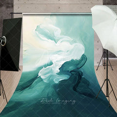 Aperturee - Aperturee Abstract Fluid Teal and Cream Sweep Backdrop Modern Artistic Textured Photography Background