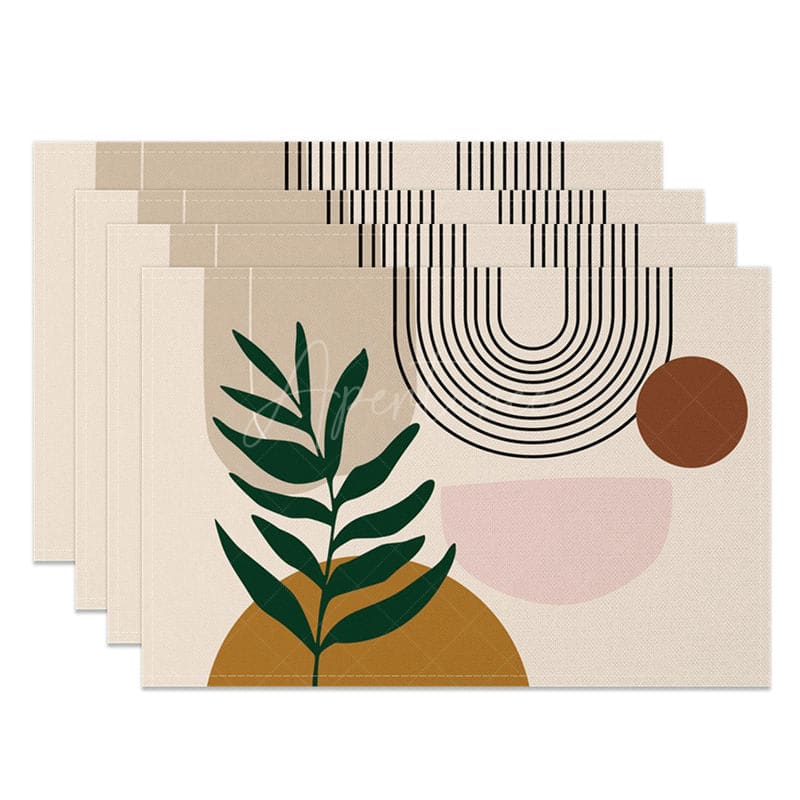 Aperturee - Aperturee Abstract Foliage Wall Art Vector Set of 4 Placemats