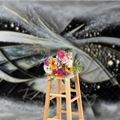 Aperturee - Aperturee Abstract Geometric 3D Fine Art Backdrop Black Grey White Gold Lines Studio Portrait Photography Background