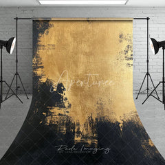 Aperturee - Aperturee Abstract Gold and Black Textured Sweep Backdrop Elegant Modern Luxury Photography Background for Studio