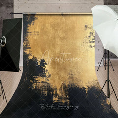 Aperturee - Aperturee Abstract Gold and Black Textured Sweep Backdrop Elegant Modern Luxury Photography Background for Studio