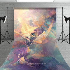Aperturee - Aperturee Abstract Gold and Purple Brush Stroke Sweep Backdrop Artistic Party Photography Background