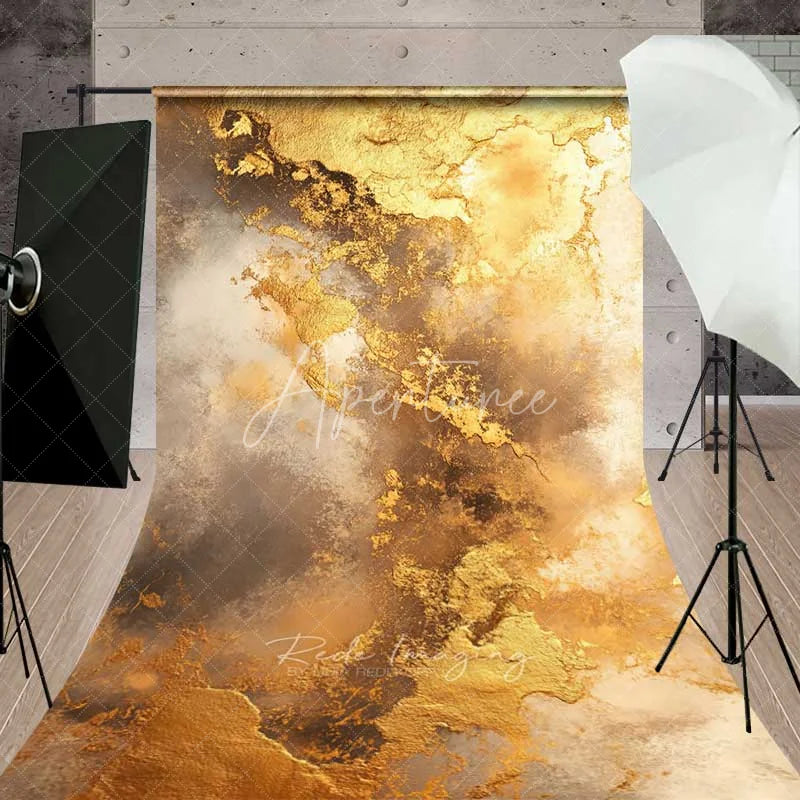 Aperturee - Aperturee Abstract Gold Foil Texture Backdrop Brown and White Cloud Luxury Photography Background