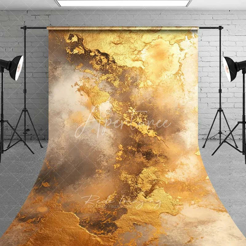 Aperturee - Aperturee Abstract Gold Foil Texture Backdrop Brown and White Cloud Luxury Photography Background