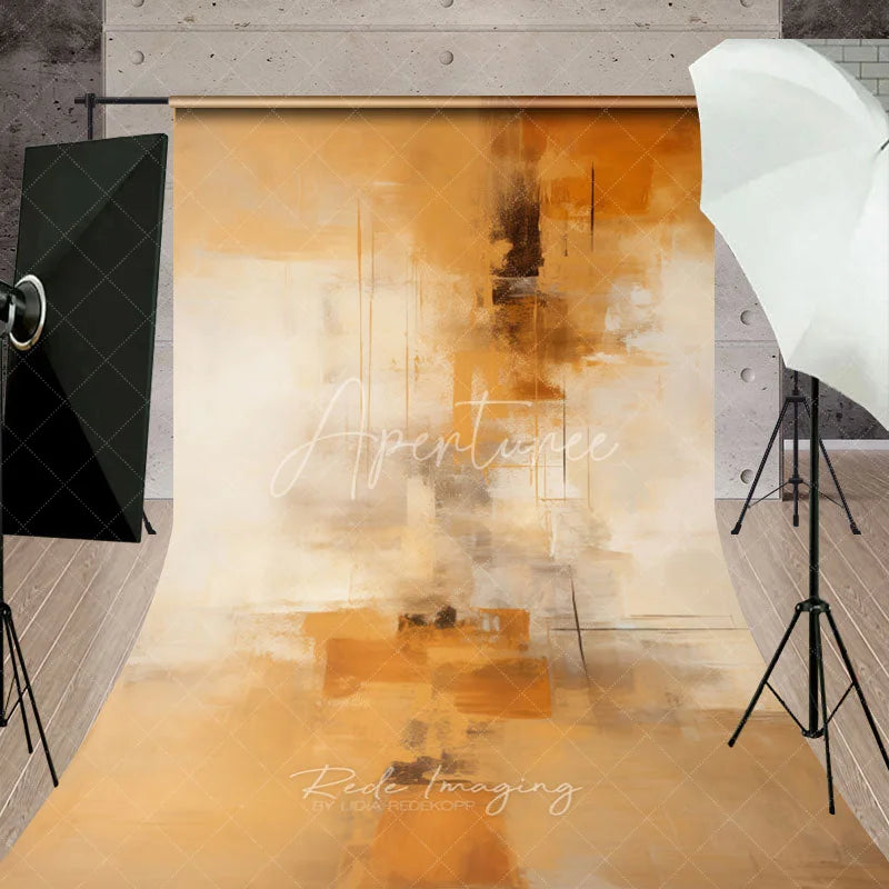 Aperturee - Aperturee Abstract Golden and Beige Sweep Backdrop Modern Artistic Party Decor Minimalist Textured Wall Background
