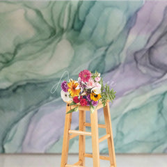 Aperturee - Aperturee Abstract Green and Purple Fluid Art Photography Backdrop Ethereal Watercolor Studio Prop