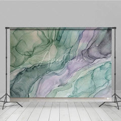 Aperturee - Aperturee Abstract Green and Purple Fluid Art Photography Backdrop Ethereal Watercolor Studio Prop