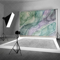 Aperturee - Aperturee Abstract Green and Purple Fluid Art Photography Backdrop Ethereal Watercolor Studio Prop