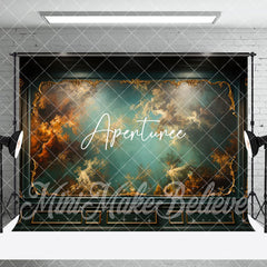 Aperturee - Aperturee Abstract Green Gold Textured Marble Room Set Backdrop